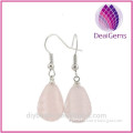 Fashion natural Crystal stone rose quartz fishhook earrings teardrop shaped earrings jewelry for wholesale